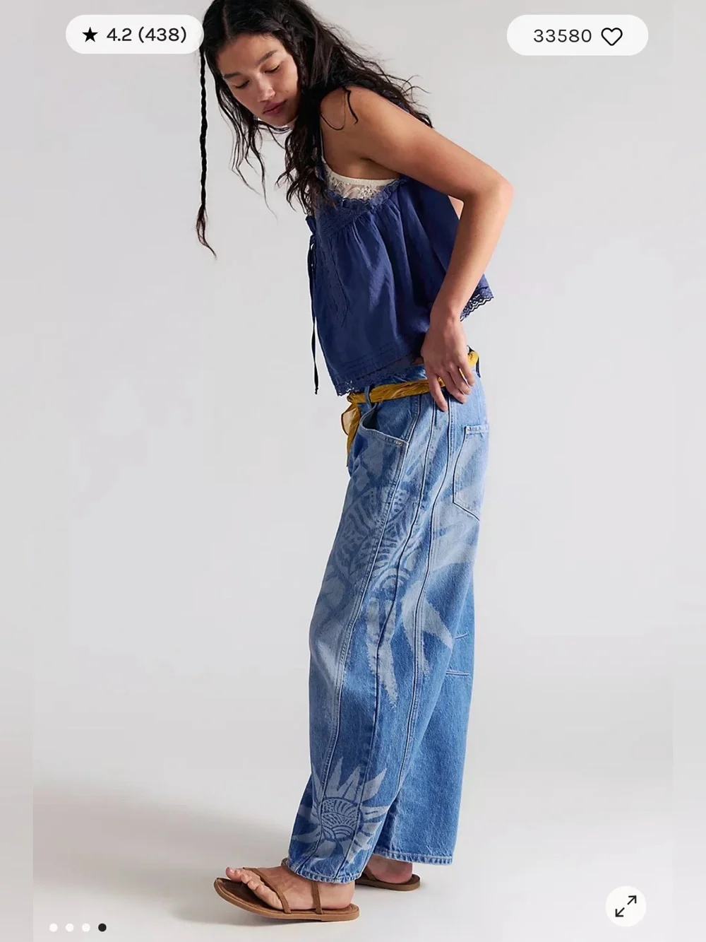 Free People We The Free Good Luck Printed Barrel Jeans. NWT. Sun fade